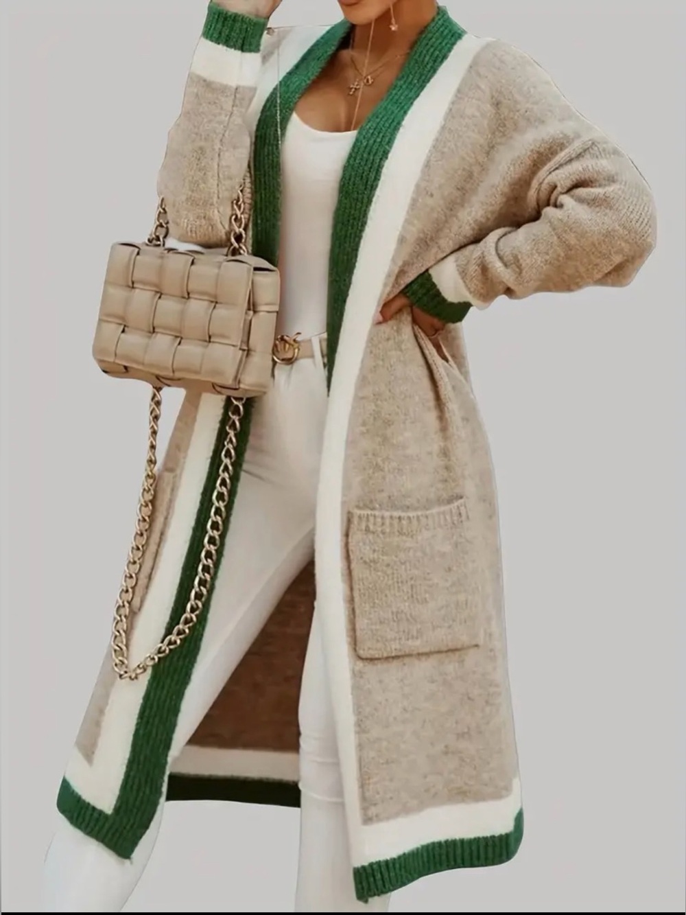 🆕 🤎💚 Casual Long-Sleeve Sweater Cardigan with pockets